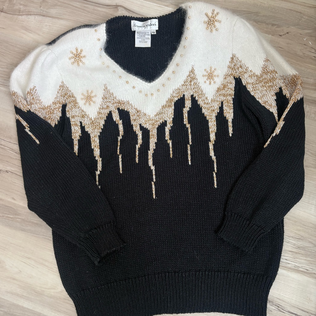 Black And Gold Snowflake Sweater